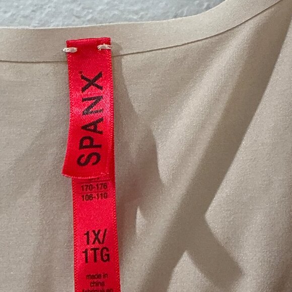 Spanx SPANXsculpt OnCore Open-Bust Mid-Thigh Bodysuit beige size 1x - Picture 3 of 7
